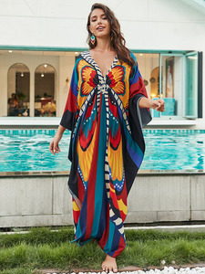 Vị Trí In Bikini Kem Chống Nắng Coverups Loose Cộng Với Kích Thước Bãi Biển Dài Ăn Mặc Cho Phụ Nữ - Product Image 3