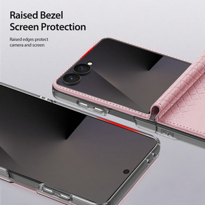 เหมาะสำหรับเคสโทรศัพท์หน้าจอพับได้ Zflip 8 แฟชั่นสำหรับผู้ชายและผู้หญิง ป้องกันได้รอบด้าน ทำจากหนัง พร้อมฝาพับในตัว - Product Image 3