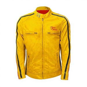 Veste de moto en cuir de vache véritable pour homme, équipement de protection avec armure CE niveau 2 et bosse dorsale - Product Image 1