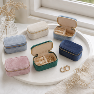 Custom Logo High Quality Rectangle Velvet Jewelry Storage Box <b>Mini</b> Travel Portable Gift Box - Product Image 2