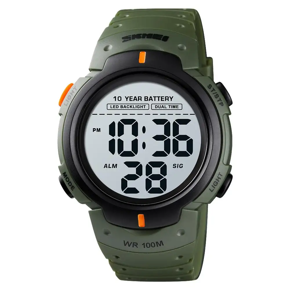 SKMEI 1301 Strong Waterproof Sport Digital Men's Watch Silicone Strap LED Electronic Wrist Watch Male Black
