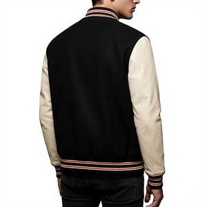 Chaqueta Varsity Negra para Hombre con Mangas Completas, Corte Regular, para Invierno, 100% Algodón/Lana, Transpirable - Product Image 5