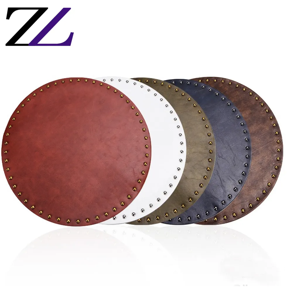 Western style fancy conference designer neoprene poker dining plate mat for restaurant beaded coasters leather table mats round
