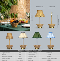 Lampe de table LED à capteur tactile, abat-jour en rotin, support en bambou, batterie personnalisée, sans fil, rechargeable, flexible, lumière réglable, intérieur