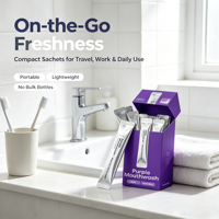 Bain de bouche portable en sachet individuel, sans alcool, menthe fraîche, jetable, pour l'hygiène bucco-dentaire