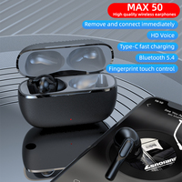 Écouteurs intra-auriculaires sans fil TWS Max50 Audiophile en alliage de zinc avec réduction de bruit pour le jeu