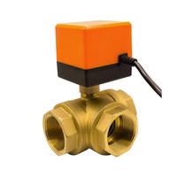 Válvula de Bola Eléctrica de 3 Vías de Latón DN20 3/4" PN16, Control Motorizado AC220V DC24V, Desviador de Agua para Sistema de Calefacción por Suelo Radiante, OEM CE