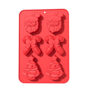 Christmas <b>Silicone</b> Cake Mold 6 Holes Flexible Food Safe <b>Baking</b> Soap Mold Holiday Shape For DIY Dessert Making - Product Image 2