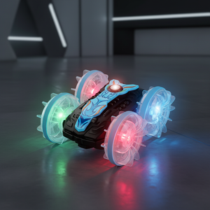 Nouveauté : Voiture RC amphibie 2,4 G anti-interférence avec lumières, étanche 360° °   Voiture de cascade rotative pour enfants et adultes - Product Image 1