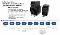 Contrôleur de puissance triphasé à semi-conducteurs série QRE, relais à semi-conducteurs 25-80A 200-440VAC 4-20mA IP20 pour chauffage industriel