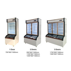 이중 온도 유리문이있는 슈퍼마켓 상업용 직립 냉동고 야채 및 과일 디스플레이 쿨러 - Product Image 3