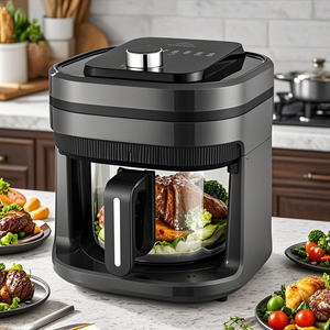 Friteuse à air en verre 1350W 5L avec écran tactile intelligent Contrôle numérique Appareil électroménager noir pour garage extérieur - Product Image 2