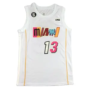 Wholesale 2023 new Heat No. 13 Adebayor basketball jersey, polyester quick-drying men's basketball jersey