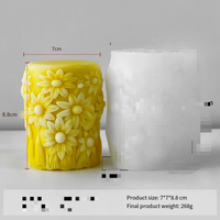 Moules à bougie pilier tournesol 3D Moule à cire en silicone réutilisable pour gâteaux cylindriques à fleurs faits à la main