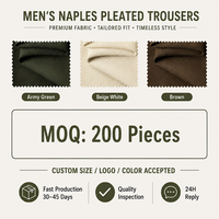Pantalon plissé taille haute pour homme, style Old Money Quiet Luxury, 98% coton stretch, Naples, italien, décontracté et habillé