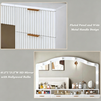Coiffeuse, meuble panneau, export, coiffeuse pour chambre à coucher, avec armoire latérale et éclairage, table de maquillage et de beauté
