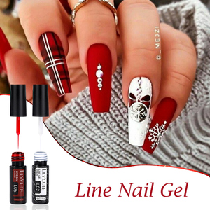 LILYCUTE Gel de couleur noir et blanc 5 ml pour nail art, <span class=keywords><strong>dessin</strong></span>, peinture, liner à appliquer au pinceau, vernis gel pour <span class=keywords><strong>manucure</strong></span> française DIY - Product Image 1
