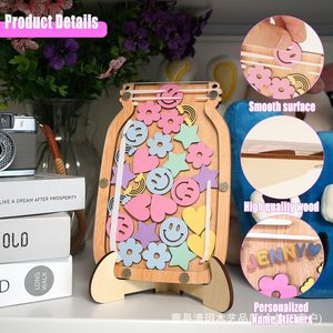 Wooden <b>Reward</b> <b>Jar</b> With Acrylic Tokens 20cm For Kids Learning Storage Box - Product Image 3