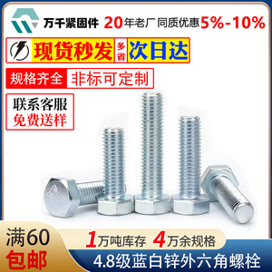 Wanqian Fasteners Grade 4.8 Zinc Plated Hex Bolts Full Thread M8 M10 M12 M14 M16 Standard Use - Product Image 4