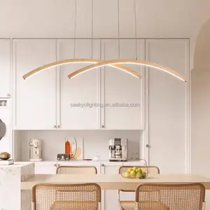 Led Arch Modern Lamp Led Arch Chandelier Warm White Wood Painting Led Hanging Chandelier For Living Room