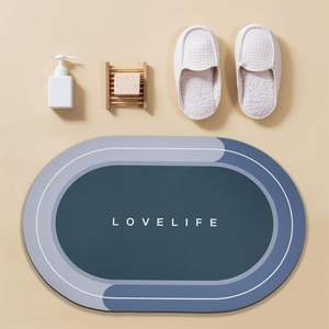 Tapis de bain en microfibre à motif uni, séchage rapide, articles ménagers, tapis absorbant l'eau en diatomite doux pour salle de bain - Product Image 2