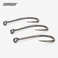 Hameçon de pêche en haute mer ROVORO Tackle 5X-Strong pour gros gibier, thon, pêche à la traîne, en acier inoxydable à haute teneur en carbone, revêtement nickel noir
