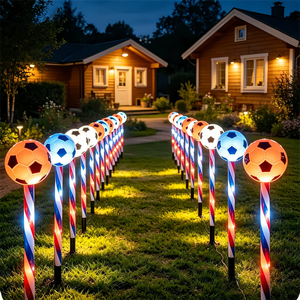 Soccer Solar One <strong>Drag</strong> 5 Ball Lawn Lights With Colorful Poles for Garden and Stadium Surroundings Decor - Product Image 5
