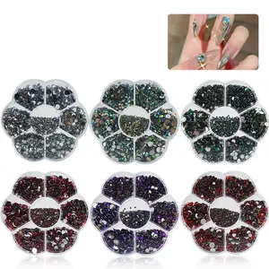 Prego Flat Bottomed AB Strass Prego Pedras Decorações Meia Redonda Tamanho Misto 3D Diamantes De Água Nail Art Rhinestone