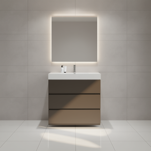 Mueble de Baño Moderno de 36 Pulgadas, Color Gris, Independiente, con Lavabo Blanco, Gran Espacio de Almacenamiento, Preensamblado, Incluye Grifo - Product Image 2