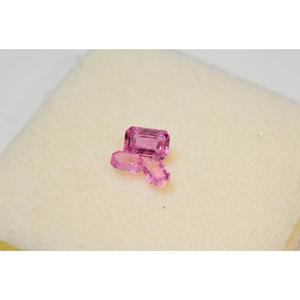 Conjunto de 3 piezas de zafiro rosa natural en forma de octágono, piedra de nacimiento - Product Image 1