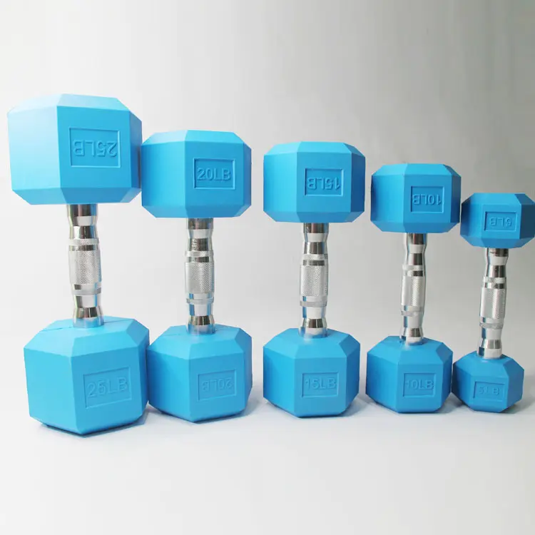 Fashion Style Pounds Weights Dumbbell Colorful Rubber Coated Hex Dumbbells