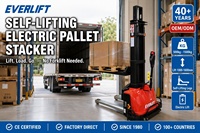 Chariot élévateur autoportant entièrement électrique Everlift avec capacité de 1 tonne et télécommande pour les imprimeries