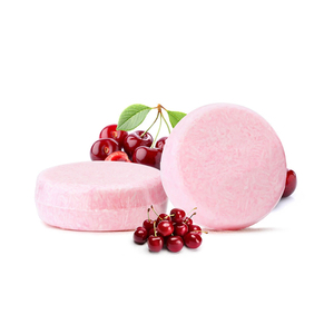 Cherry Solid Shampoo Bar Soap Dry Damaged Hair With Plant Essence Oil Helps Stop Loss and Promotes Healthy Growth Travel Size - Product Image 3