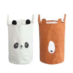 Customizable LOGO Cute Animal Drawstring Laundry Hamper Canvas Fabric Foldable Clothes <b>Storage</b> Basket - Product Image 3