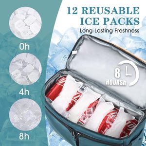 Sac à dos isotherme double compartiment - 12 blocs réfrigérants, capacité 36 canettes, maintien au froid 24h, étanche, isolé, portable, élégant pour pique-nique - Product Image 2