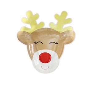 DAMAI Merry Christmas Tree Ginger Man Deer Santa Disposable Tableware Kids Party Plate Set Xmas Dinnerware Paper <b>Cups</b> Plates - Product Image 5
