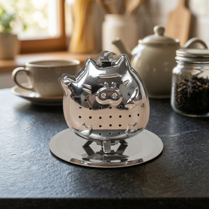 Good Quality 3007133F Reusable Nordic Style Stainless Steel Pig Shape Heavy Duty <b>Tea</b> <b>Infuser</b> for Bulk Brewing - Product Image 3