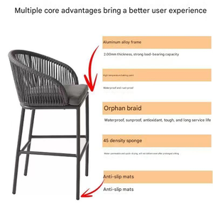 Chaise en tissu gris moderne avec dossier tissé, pieds en métal, siège rembourré, coussin inclus - Product Image 2