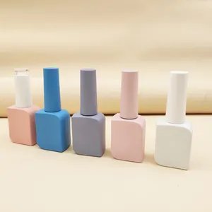 10-15ml Design personalizzato forma quadrata rosa blu bianco vetro opaco bottiglia di smalto vuoto per bottiglie di Gel UV