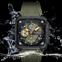Montres-bracelets à quartz CURREN 8461, étanches, aiguilles luminescentes, chronographe, calendrier, montres-bracelets carrées de luxe pour hommes