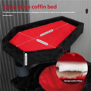 Árbol para Gatos Gótico de Halloween con Postes Rascadores de Sisal, Condominio de Franela de 4 Niveles, Negro, 120cm, Uso Interior, Embalaje en Cartón - Product Image 5