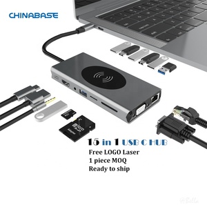 Estación de Acoplamiento USB C 15 en 1 Dual <span class=keywords><strong>Display</strong></span> Laptop USB Tipo-C Hub Adaptador Multipuerto Dongle con HDMI <span class=keywords><strong>VGA</strong></span> USB SDTF Audio PD - Product Image 1