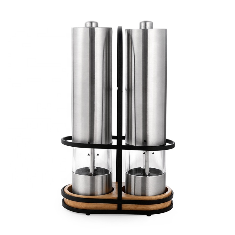 Профессиональный производитель, продажа, набор для измельчения соли и перца из нержавеющей стали с подставкой