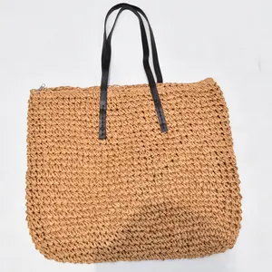 Straw Summer Beach Sea Tote Handbag Rattan Shoulder Bag Woven Straw Beach Bags