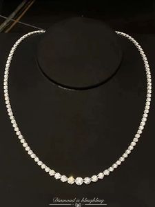 Xinfly 18K Gold 3CT Natural Diamond FG 16-Inch Round Tennis <b>Necklace</b> - Product Image 4
