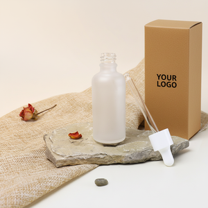 Envase Cosmético, Botella de Vidrio con Gotero de 1 oz, 30 ml, 60 ml, 100 ml, Botella de Vidrio Esmerilado con Gotero de Anillo Blanco - Product Image 1