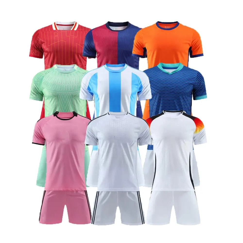 23-24 Uniforme de Futebol Azul para Adultos Clube de Futebol Camisa de Futebol Roupas Sublimação Uniforme de Futebol