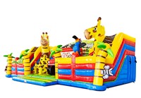 Ciudad de Diversión Inflable Comercial con Temática de Animales Salvajes, Castillo Inflable Grande de PVC para Niños, Alquiler para Eventos