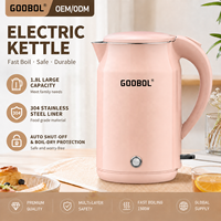 Bouilloire électrique en acier inoxydable 2,0 L 1500 W avec arrêt automatique, maintien au chaud et protection anti-ébullition à sec, vente en gros OEM pour hôtels, certifiée CE CB LFGB
