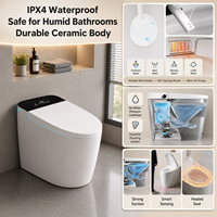 Inodoro inteligente de una pieza con bidé, control remoto, descarga automática, asiento con calefacción y drenaje a pared, venta al por mayor de fábrica